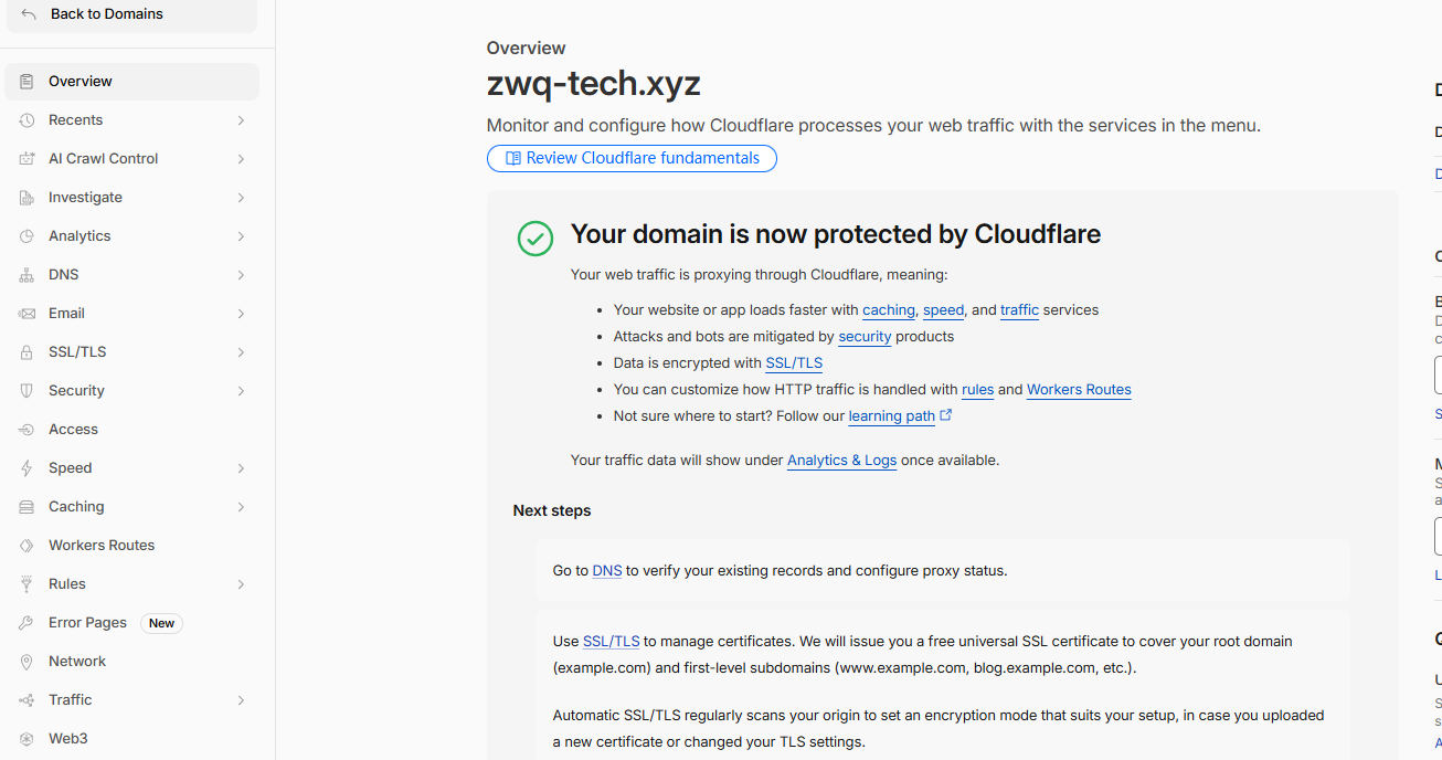 域名已接入 Cloudflare